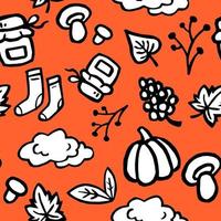 autumn set icons - vector seamless pattern. autumn - sketch set