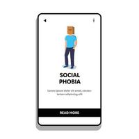 Social Phobia Problem Man With Bag On Head Vector