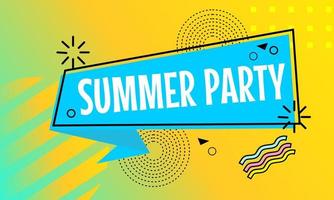 blue and orange summer party banner. flat design with geometric ornaments vector