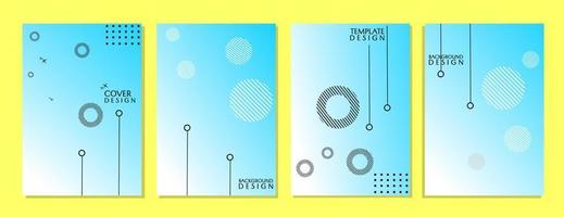 Set of modern and simple abstract covers, book cover designs. Blue gradient color geometric background, vector illustration.