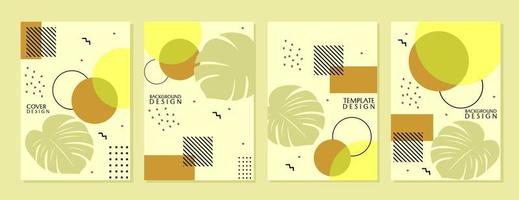 abstract cover design set with leaf elements. brown geometric background. used for home decoration, wallpaper, website vector