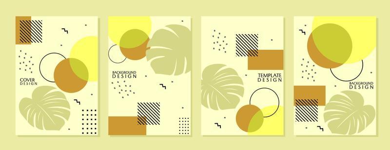 abstract cover design set with leaf elements. brown geometric background. used for home decoration, wallpaper, website