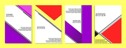 Set of modern abstract covers with straight line pattern, simple book cover design. Colorful background, vector illustration.