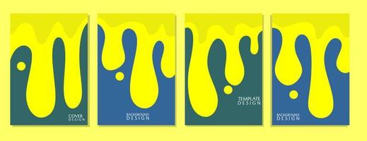 Set of modern abstract covers with fluid patterns, cover designs for books, reports, magazines. Yellow background, liquid vector illustration