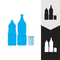 Plastic bottle and glass vector icon