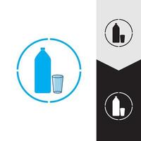 Plastic bottle and glass vector icon