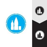 Plastic bottle and glass vector icon