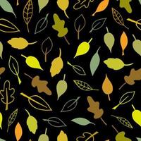 Seamless pattern with autumn leaves in yellow, green, orange, brown colors vector