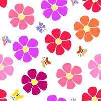 Bright seamless pattern of flowers and butterflies vector