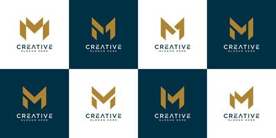 set of initials letter M abstract logo vector design