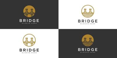 set of Bridge architecture and constructions logo design vector