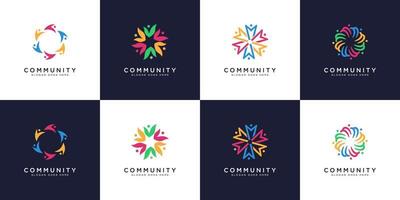 conjunto de personas y logotipo de la comunidad. vector