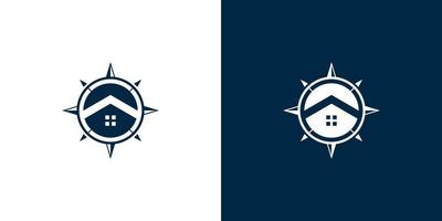 compass and home logo design vector