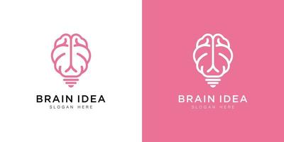 arte de línea de diseño de vector de logotipo de cerebro y bulbo