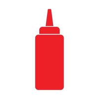 eps10 red vector ketchup or mustard squeeze bottle icon in simple flat trendy style isolated on white background