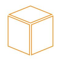 eps10 icono de línea de cubo 3d o tridimensional de vector naranja en un estilo simple y moderno aislado en fondo blanco