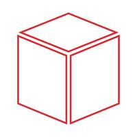 eps10 red vector three dimensional or 3d cube line icon in simple flat trendy style isolated on white background