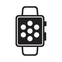 eps10 black vector smartwatch icon with apps on home screen isolated on white background