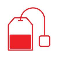 eps10 icono de arte de línea de bolsita de té vectorial rojo o logotipo en un estilo moderno plano simple aislado en fondo blanco vector