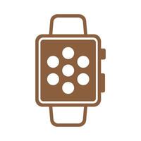 eps10 icono de reloj inteligente vectorial marrón con aplicaciones en la pantalla de inicio aisladas en fondo blanco vector