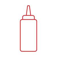 eps10 red vector ketchup or mustard squeeze bottle line icon in simple flat trendy style isolated on white background