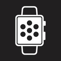 eps10 white vector smartwatch icon with apps on home screen isolated on black background