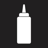eps10 white vector ketchup or mustard squeeze bottle icon in simple flat trendy style isolated on black background