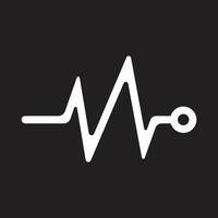 eps10 vector white Heart beat monitor pulse icon in simple flat trendy style isolated on black background