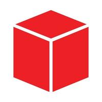 eps10 icono de cubo tridimensional o 3d vectorial rojo en un estilo sencillo y moderno aislado en fondo blanco vector