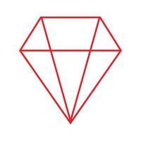 eps10 icono de línea de diamante vectorial rojo, o símbolo en un estilo sencillo y moderno aislado en fondo blanco vector