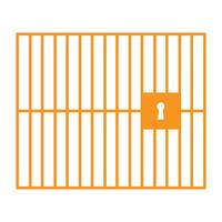 eps10 orange vector jail or prison icon with locked door and vertical bars in simple flat trendy style isolated on white background