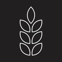 eps10 white vector wheat line art icon or logo in simple flat trendy modern style isolated on black background