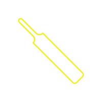eps10 icono de línea de bate de cricket de vector amarillo en estilo de moda plano simple aislado sobre fondo blanco