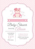 Baby shower invitation template with pink bear vector