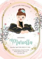 Baby shower invitation with cute ballerina vector