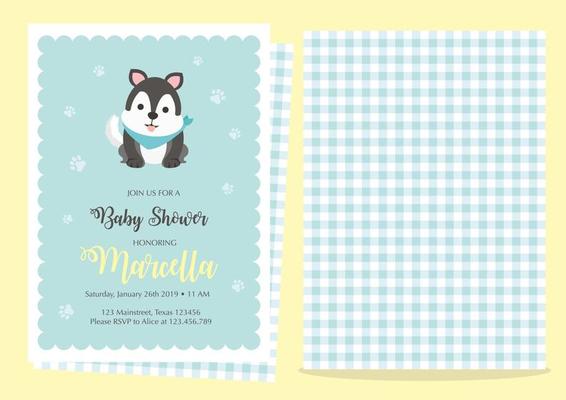 Baby shower card with cute black dog