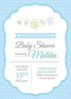 Classic baby boy shower invitation template with baby toys vector