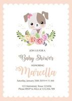 baby shower invitation with cute dog vector
