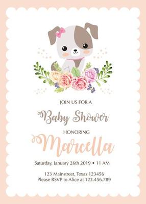 baby shower invitation with cute dog