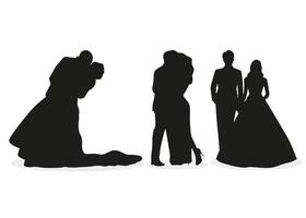 wedding couples in silhouette Free Vector