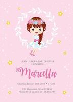 Baby shower card with cute girl vector