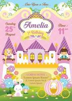 Birthday invitation with cute prince and princess vector