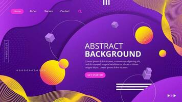 Landing page abstract design with purple background vector