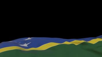 Solomon Islands fabric flag waving on the wind loop. Solomon Islands embroidery stiched cloth banner swaying on the breeze. Half-filled black background. Place for text. 20 seconds loop. 4k
