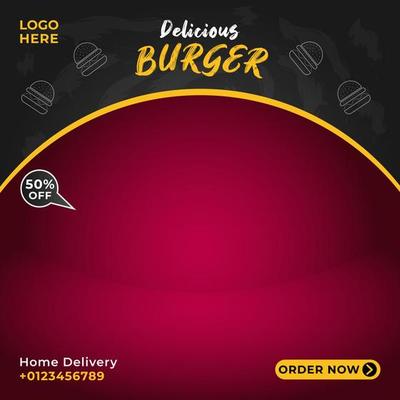 Burger or fast Food social media post template