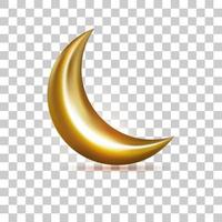 Crescent moon Golden 3D, and Transparent background vector