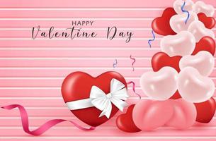 Happy Valentine Day. Background With Heart And Design Vector Wood 3D fink