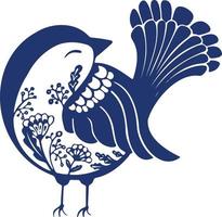 bird with flowers dark blue illustration vector