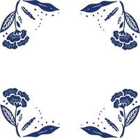 ethnic flowers dark blue illustration vector