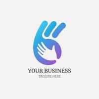 Ok logo with right palm logo template vector